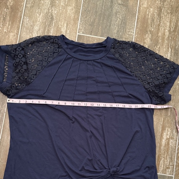 SHEIN Dark Blue Blouse with Lace Detail - Picture 6 of 7